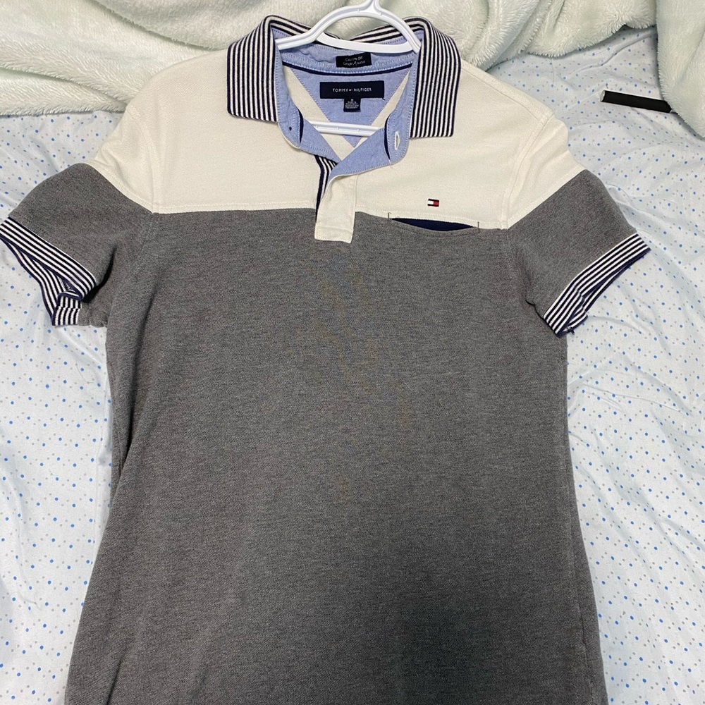 Men’s Tommy Hilfiger Grey and White Polo